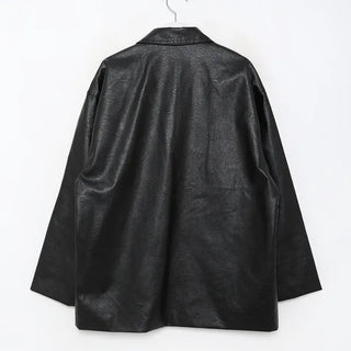 Faux leather mid-length coat
