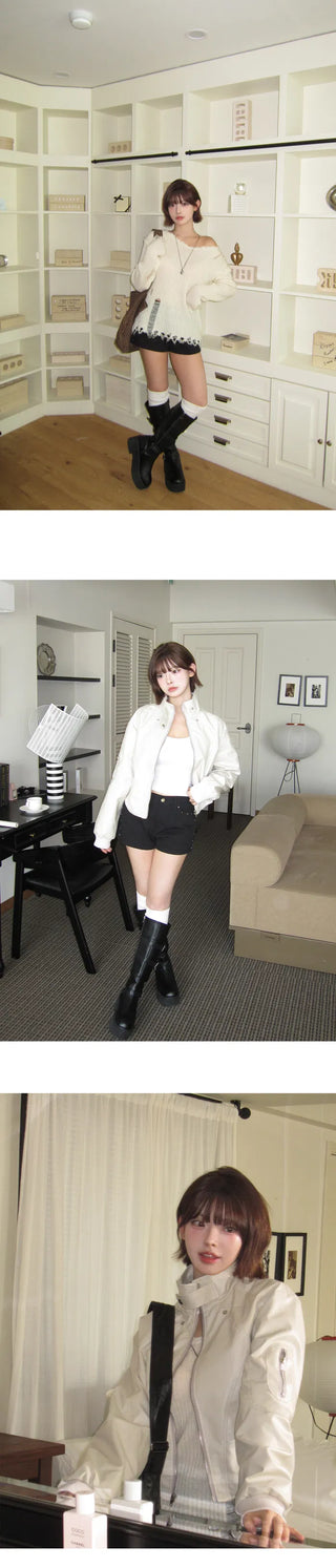 Ruby Leather Crop Line Jacket