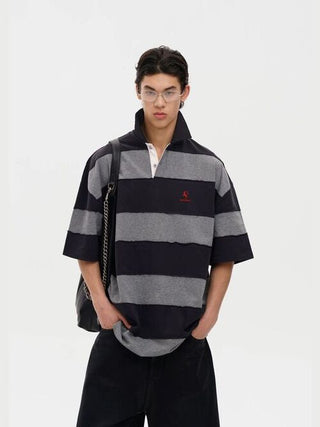 [MASONPRINCE] Heavy Cotton Striped Rugby Polo