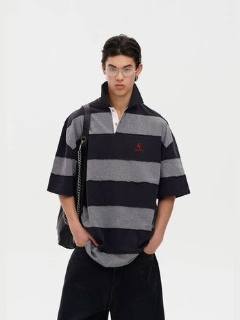 [MASONPRINCE] Heavy Cotton Striped Rugby Polo