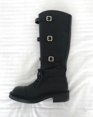 belted biker long boots (2color)