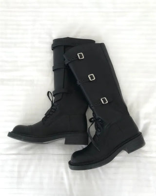 belted biker long boots (2color)