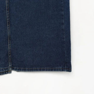 Washed denim long skirt