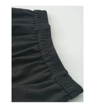 Elastic waist midi-length A-line flared skirt