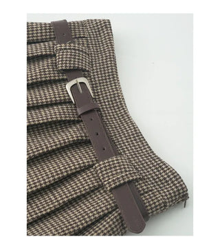 Pleated mini skirt and belt set
