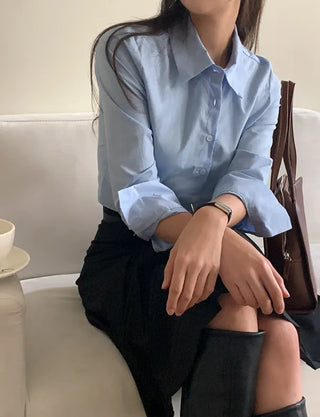 Pleated cropped shirt