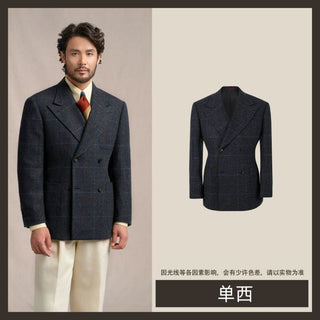 [CULTUM] 1930s Wool Herringbone Double Breasted Blazer