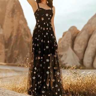 Mesh star glitter cami maxi dress