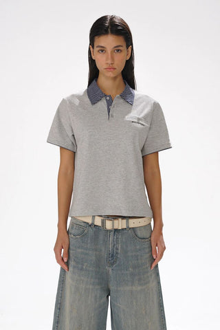 [MASONPRINCE] Check Collar Pique Cotton Polo