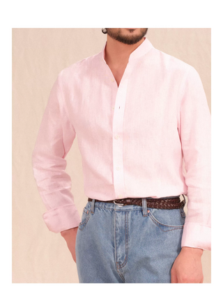 [CULTUM] Linen Stand Collar Shirt