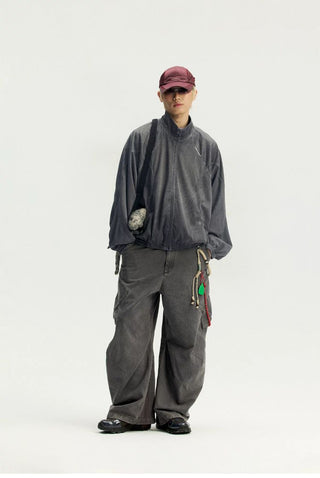 [Monterest] Washed Mesh Oversized Track Jacket
