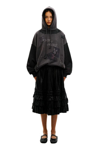 [Moromoro2] Rhinestone Patchwork Hoodie