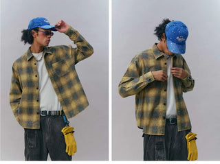 [Monterest] Washed Brushed Plaid Flannel Shirt