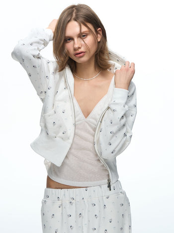 [NECY] Mimora Allover Print Hoodie Jacket & Sweatpants Set