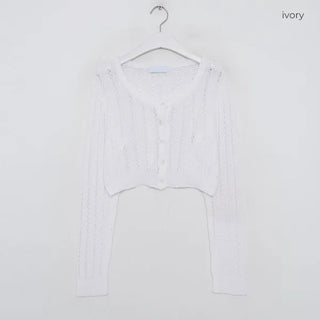 Cropped openwork cardigan
