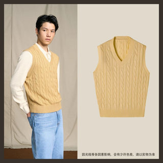 [CULTUM] Pima Cotton Cable Knit Sweater Vest