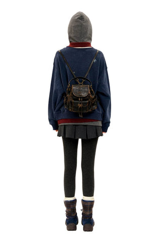 [Moromoro2] Plaid Fur-Lined Platform Snow  Boots