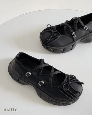 Platform Mary Jane Ribbon Platform Loafer Sneakers (2 colors)