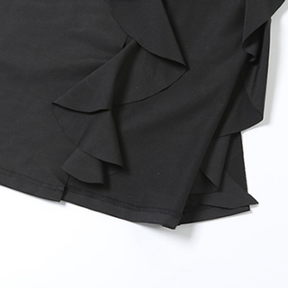 Hollow out v neck slit ruffle cami cut out midi dress