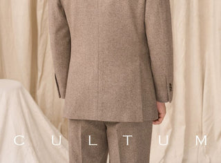 [CULTUM] Wool Blend Herringbone Tweed Suit