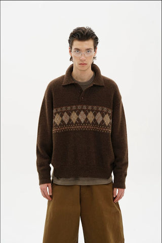 [MASONPRINCE] Fair Isle Pattern Knit Sweater