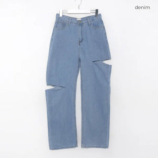 Side-cut denim pants