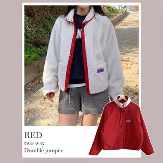 [3 colors] Bi-color reversible fleece dumble hoodie