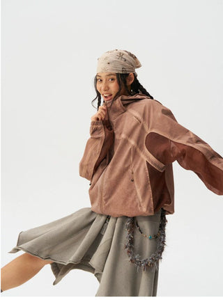 [Monterest] Washed 4-Way Stretch Mesh Hooded Jacket
