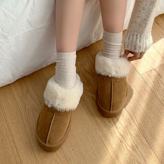 0635 Cute Suede Fur Platform Slippers (2 colors)