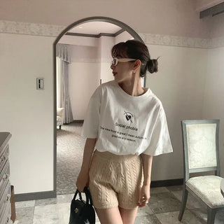 Cable knit shorts