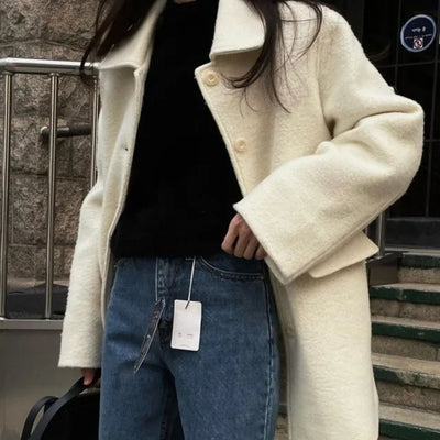 Half wool boucle coat