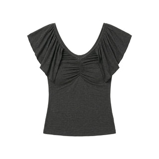 [NECY] Shirring Flow Sleeve Slim Top