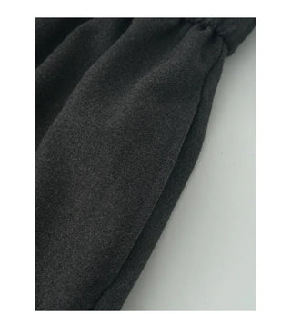Elastic waist midi-length A-line flared skirt