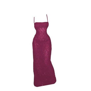 Square neck glitter backless cami maxi dress