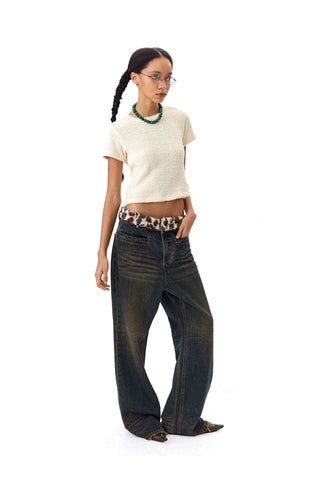 CONP Leopard Patchwork Jeans