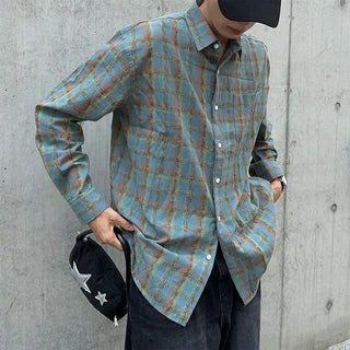 Unisex checkered long-sleeved shirt