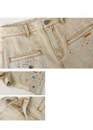 [NOTAWEAR] Rhinestone Denim Shorts