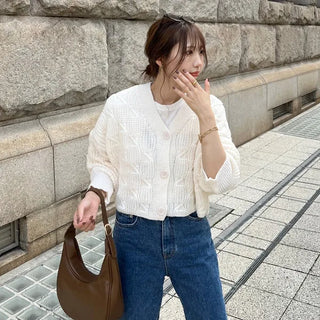 Waffle Cable Knit Cardigan