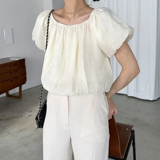 Chiffon shirred blouse