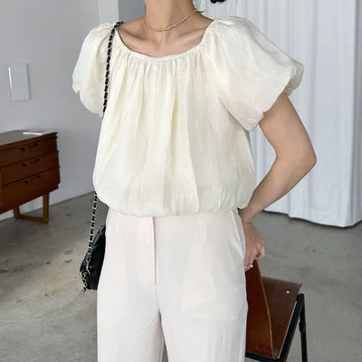 Chiffon shirred blouse