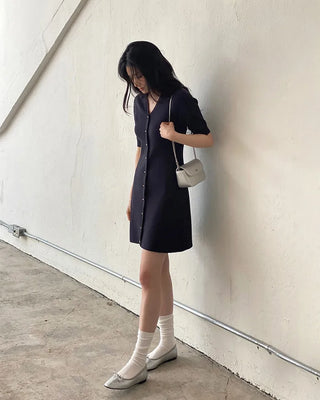 Special Rib Button Knit Dress