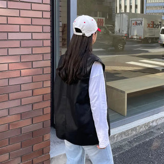 Leather zip-up vest