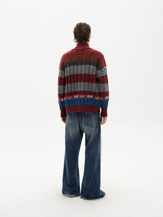 [MASONPRINCE] Fair Isle Cable Knit Wool Blend Cardigan