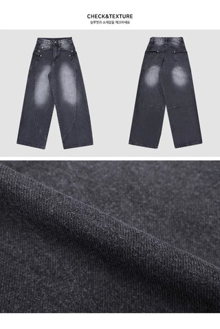Planning Brand Side Pocket Split Line Wide Denim - 4 Colors