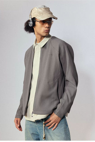 [Monterest] Waffle Knit Zip-Up Cardigan Jacket