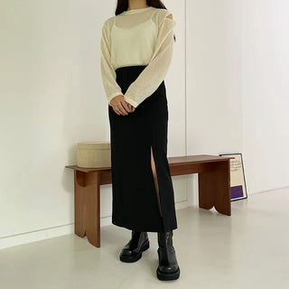 Slit long skirt