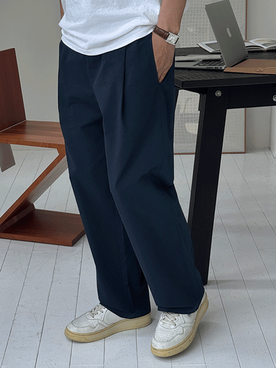 Mano Single-Pleat Cotton Elastic Waist Pants