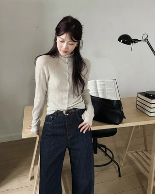 See-through knit cardigan