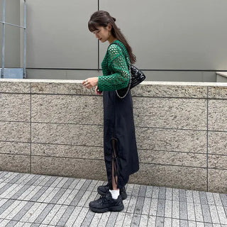 Net-knit cropped sweater