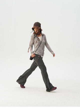 [Monterest] Lyocell Wool Blend Layered Hooded Knit Jacket